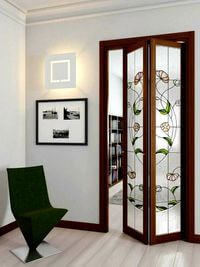 Двери гармошка с витражным декором Белореченск